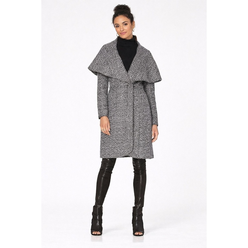 ZAC ZAC Posen Gray Herringbone Coat Size 6 Oversized Wool‎ Blend Womens